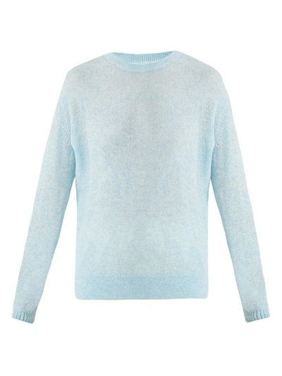 Khaite Viola Round-neck Cashmere-knitted Sweater In Light Blue