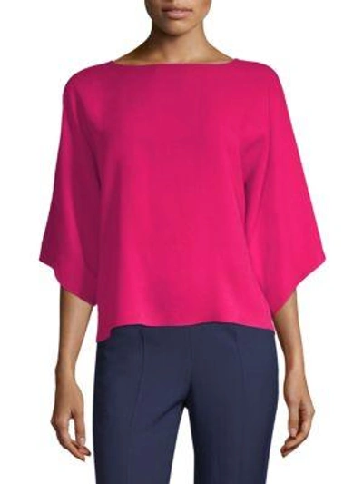 Michael Kors Silk Boat Neck Top In Hibiscus