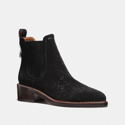 Coach Bowery Chelsea Boot With Cut Out Tea Rose - Women's In Black