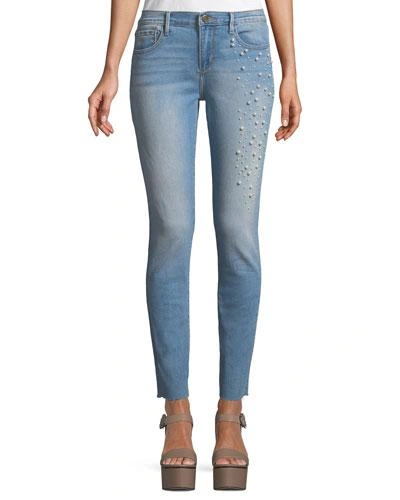 Driftwood Jackie Embellished Distressed Skinny Jeans In Light Wash