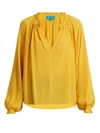 M.i.h. Jeans Sidi V-neck Pleated Silk-crepe Blouse In Yellow