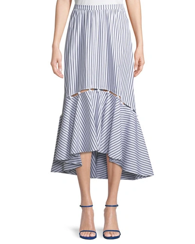 Prose & Poetry Tabitha Striped High-low Midi Skirt In Blue