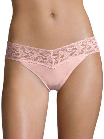 Hanky Panky Signature Lace Organic Cotton V-kini Panties, Basic Colors In Rosita Pink