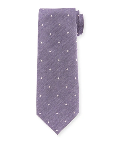 Tom Ford Melange Small-dot Silk/cotton Tie In Purple