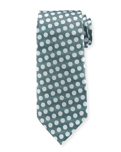 Tom Ford Dot Silk Satin Tie In Green