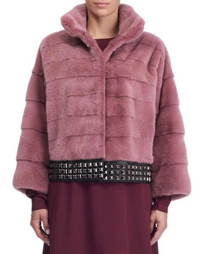 Brandon Sun Stud-trim Mink Fur Coat In Pink