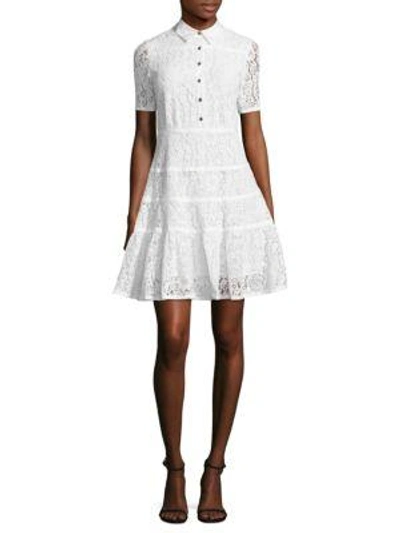 draper james white lace dress NWT Draper James $250 White Meadow Lace Shirt Dress Sz 8 Tiered Skirt