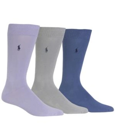 Polo Ralph Lauren Super Soft Flat Knit Socks - Pack Of 3 In Lavender/ Grey/ Navy