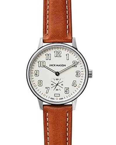 Jack Mason Field Leather Strap Watch, 38mm In White/ Brown