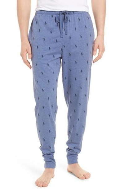 Polo Ralph Lauren Pony Print Lounge Pants In Bedford Heather/ Cruise Navy