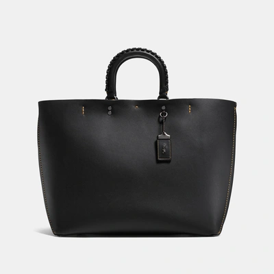 Coach Rogue Tote With Whipstitch Handle - Women's In Black