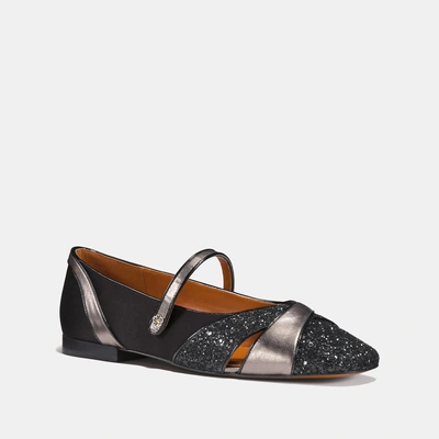 Coach Mary Jane Flat - Size 7.5 B In Black/gunmetal