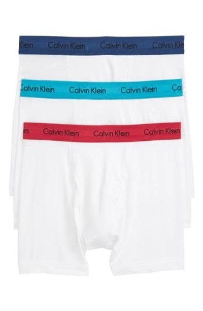 Calvin Klein 3-pack Boxer Briefs In White Seaway/ Blue/ Amaranth