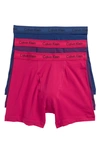 Calvin Klein 3-pack Boxer Briefs In Estate Blue/ Amaranth/ Stripe