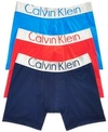 Calvin Klein Men's 3-pk. Steel Waistband Boxer Briefs In Sky/ Red Heat/ Tscn Nvy