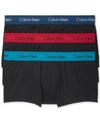 Calvin Klein Men's Cotton Stretch Low-rise Trunks 3-pack Nu2664 In Black W/ Blue/ Amaranth Wb