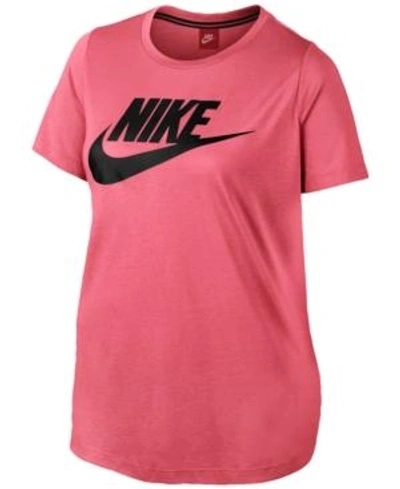Nike Plus Size Futura Logo T-shirt In Sea Coral/black