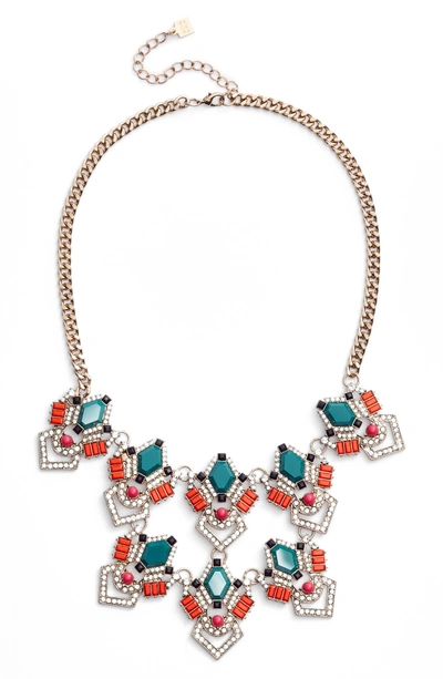 Adia Kibur Stone & Crystal Statement Necklace In Teal