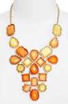 Adia Kibur Stone Statement Necklace In Orange