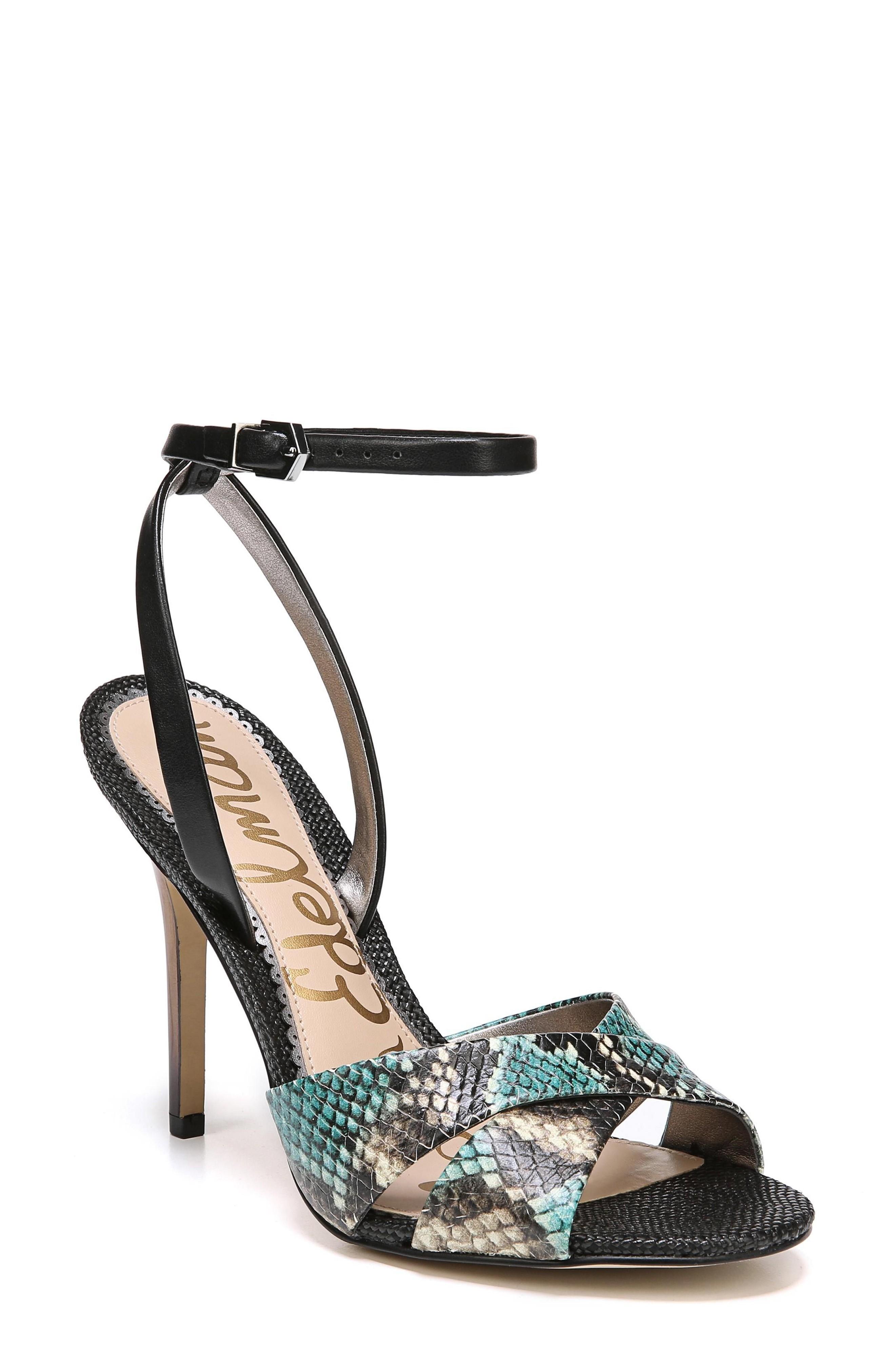 Sam Edelman Aly Ankle Strap Sandal In Jade Green Print Leather ModeSens