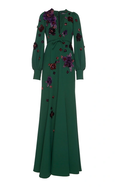 Andrew Gn V-neck Gown In Green