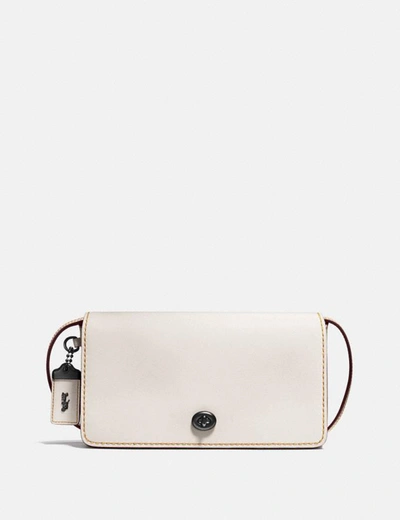 Coach Dinky In White In Pewter/chalk