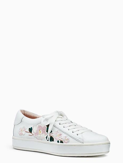 Kate Spade Amber Lace-up Leather Sneakers In White