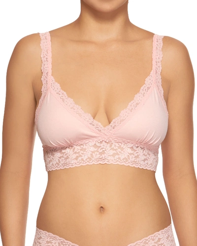 Hanky Panky Organic Cotton Padded Lace-trim Bralette In Rosita Pink