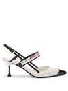 Prada Point-toe Leather Pumps In White Black