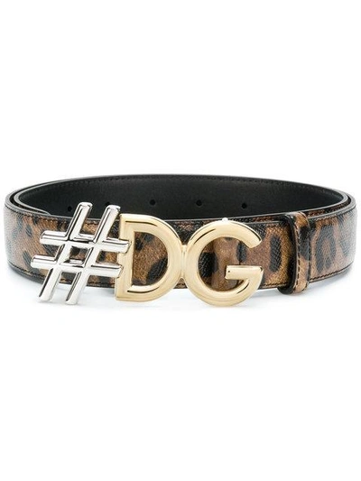 Dolce & Gabbana #dg Leopard Print Belt In Black