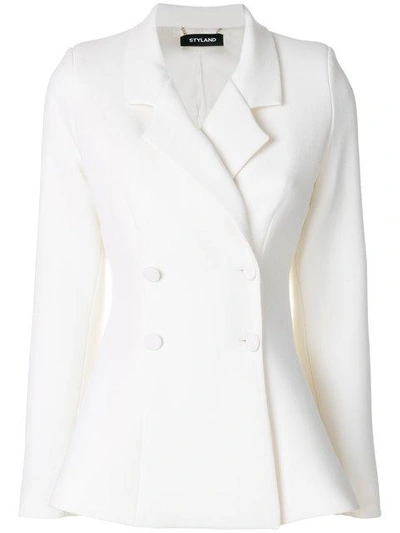 Styland Double Breasted Blazer In White