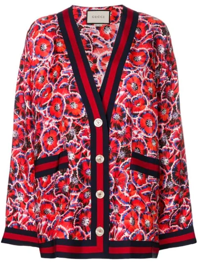 Gucci Poppy Garden Print Cardigan In Multicolor