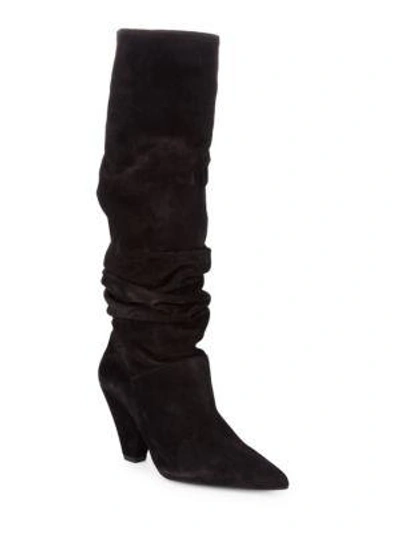 Saks Fifth Avenue Tall Slouch Boots In Black Suede