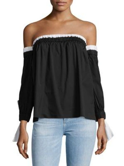 Milly Blythe Off-the-shoulder Top In Black White