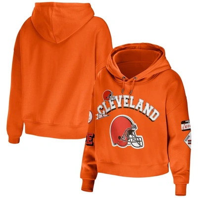 Wear By Erin Andrews Orange Cleveland Browns Plus Size Modest Cropped Pullover Hoodie