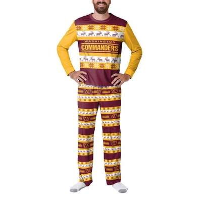 Foco Burgundy Washington Commanders Team Ugly Pyjama Set