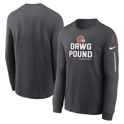 Nike Anthracite Cleveland Browns Team Slogan Long Sleeve T-shirt