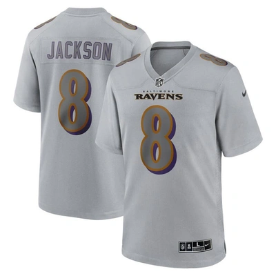 Nike Lamar Jackson Grey Baltimore Ravens Atmosphere Fashion Game Jersey In Grey