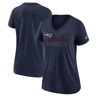 Nike Heathered Navy New England Patriots Lock Up Tri-blend V-neck T-shirt