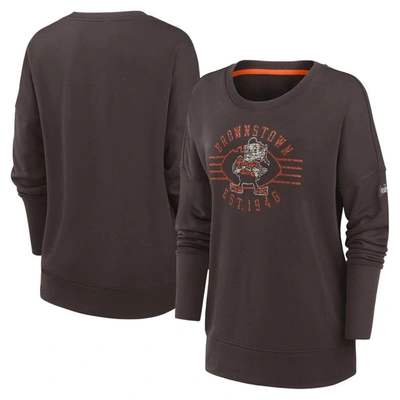 Nike Brown Cleveland Browns Rewind Playback Icon Performance Pullover Sweatshirt