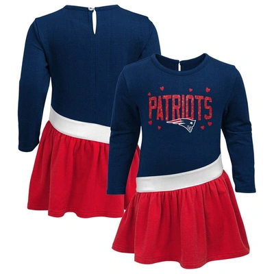 Outerstuff Kids' Girls Toddler Navy/red New England Patriots Heart To Heart Jersey Tunic Dress