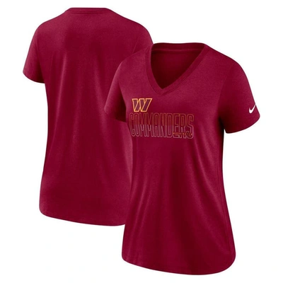 Nike Heathered Burgundy Washington Commanders Lock Up Tri-blend V-neck T-shirt