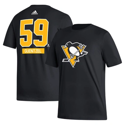 Adidas Originals Men's Adidas Jake Guentzel Black Pittsburgh Penguins Fresh Name And Number T-shirt