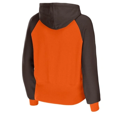 Wear By Erin Andrews Orange Cleveland Browns Colorblock Full-zip Hoodie