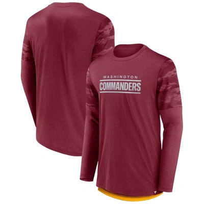 Fanatics Branded Burgundy/gold Washington Commanders Square Off Long Sleeve T-shirt In Burgundy,gold