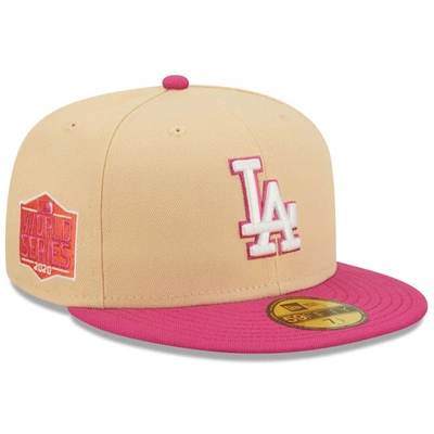 New Era Men's  Orange, Pink Los Angeles Dodgers 2020 World Series Mango Passion 59fifty Fitted Hat In Orange,pink