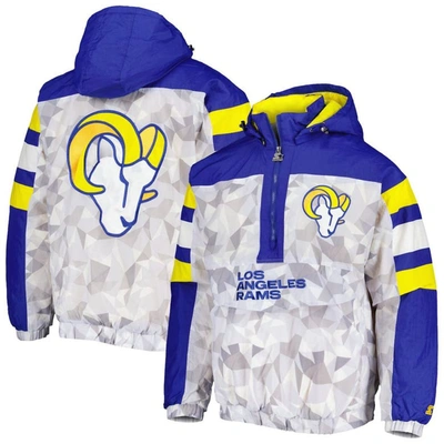 Starter Men's  White, Royal Los Angeles Rams Thursday Night Gridiron Raglan Half-zip Hooded Jacket In White,royal