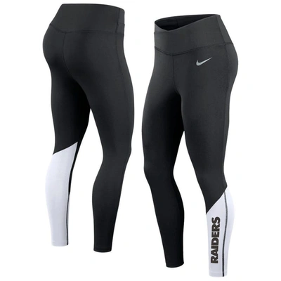 Nike Women's Dri-fit (nfl Las Vegas Raiders) 7/8 Leggings In Black,white