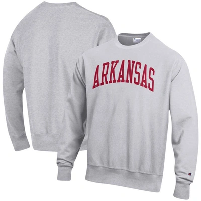 Champion Heathered Gray Arkansas Razorbacks Arch Reverse Weave Pullover Sweatshirt