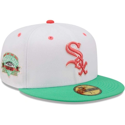New Era White/green Chicago White Sox Inaugural Season At Comiskey Park Watermelon Lolli 59fifty Fit In White,green